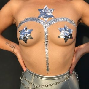Silver Disco Star Pasties